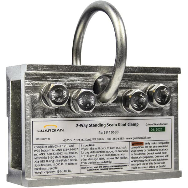 Guardian Fall Protection 10600 Standing Seam Roof Clamp